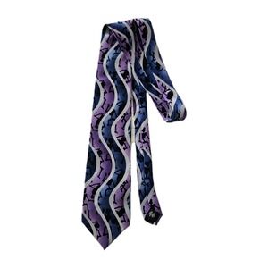 Vtg Grateful Dead Dancin' Bones First Set Skeleton Wave Print Silk Necktie USA